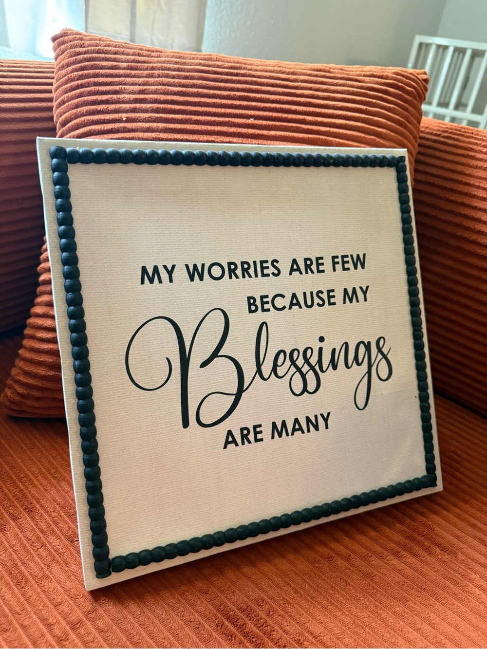 Source Unknown Beige and Black 'Blessings Are Many' Wall Plaque